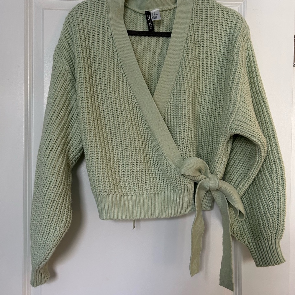 Women's Green Wrap Sweater